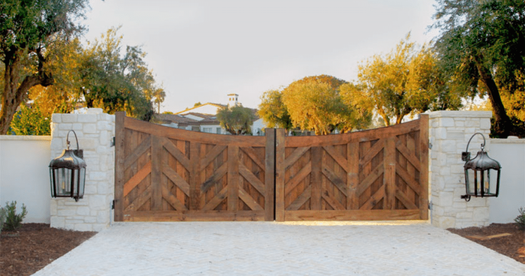 wooden driveway gates